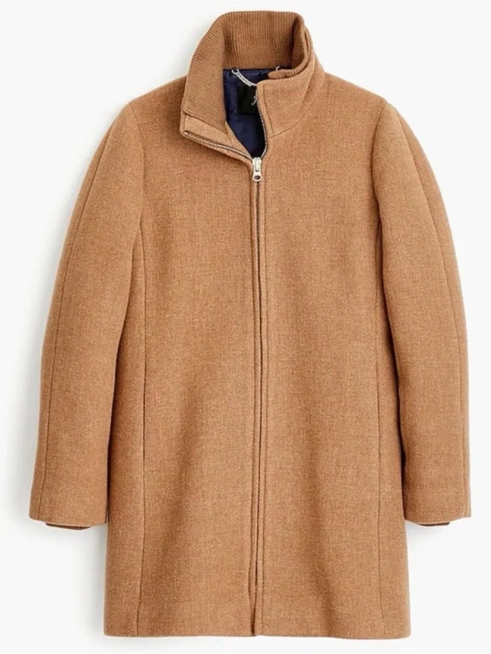 J.Crew Lodge Coat in Italian Stadium-Cloth Wool Heather Acorn 00 XS Camel Brown